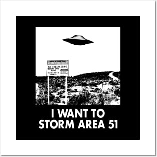 Storm Area 51 Retro Vintage Meme For Alien Sci-fi Fans Posters and Art